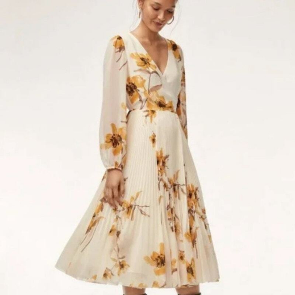 Aritzia Wilfred Beaune Long Sleeve Wrap Floral Dress Xxs